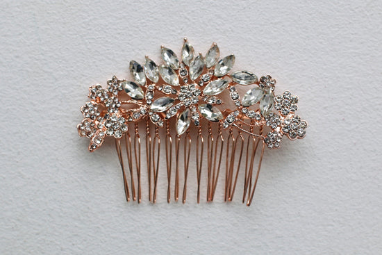 Rose Gold Crystal Hair Comb